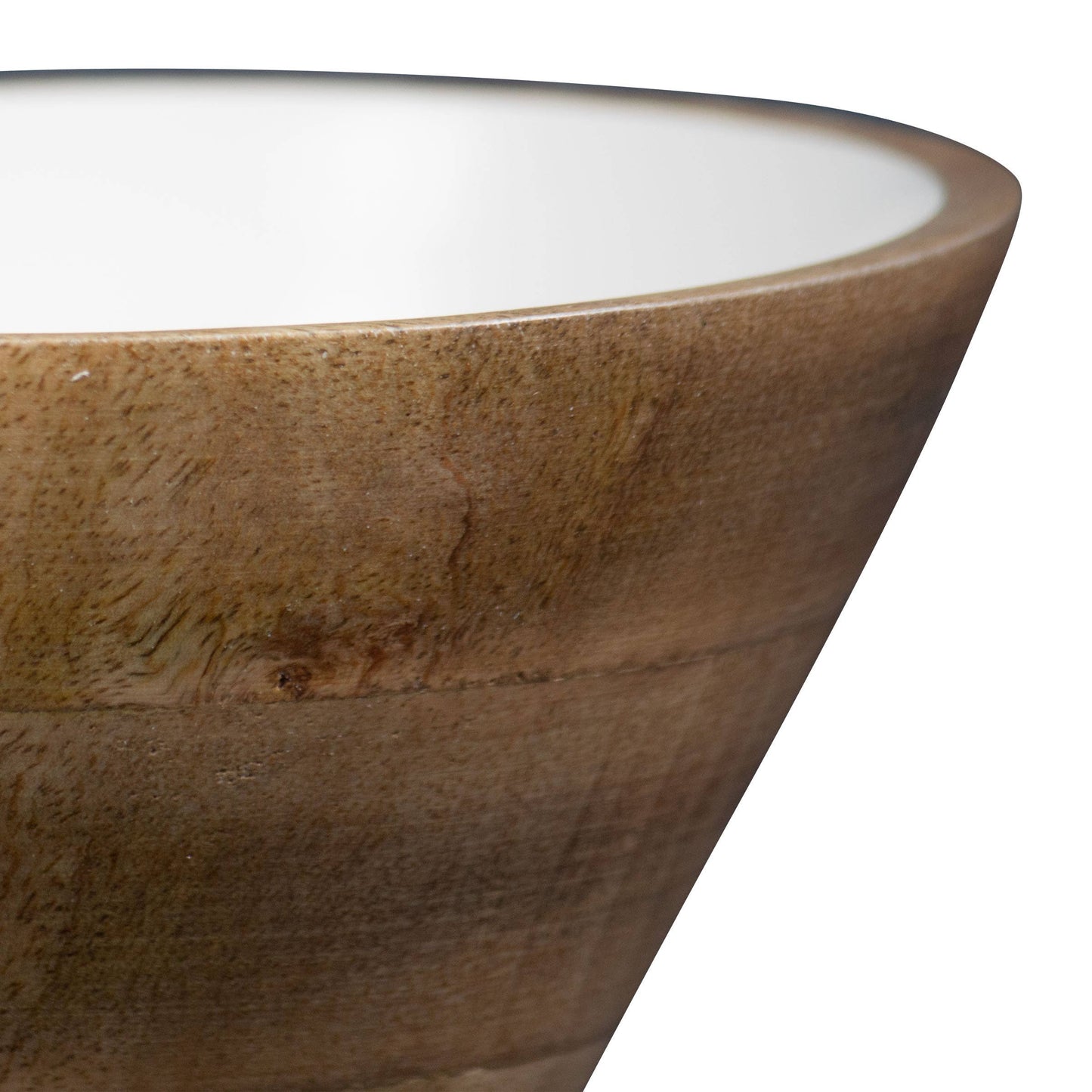 Mabel White Enamel Interior Natural Wood Serving Dip Bowl