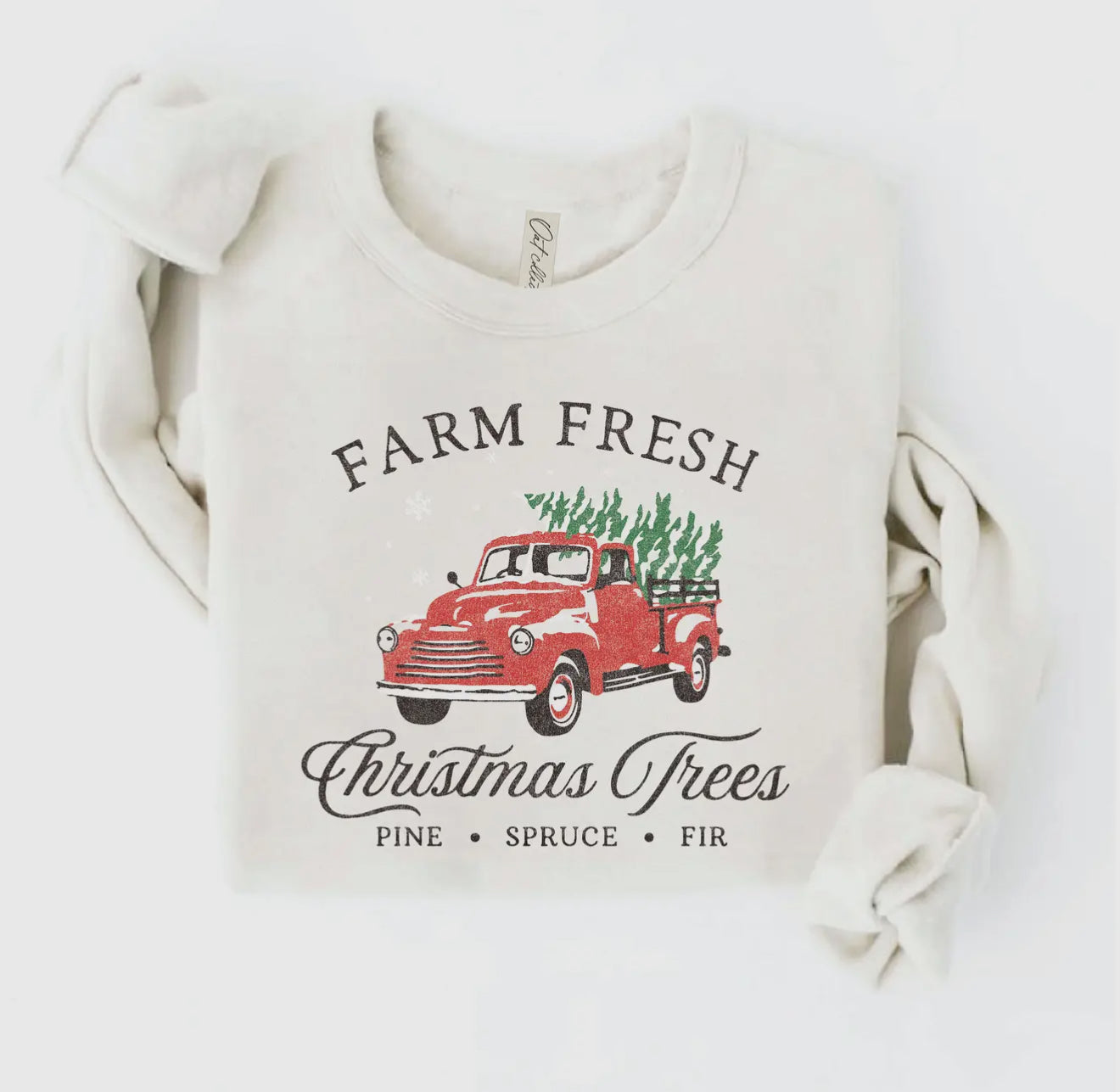 Farm Fresh Christmas Trees Sweatshirt- Cream