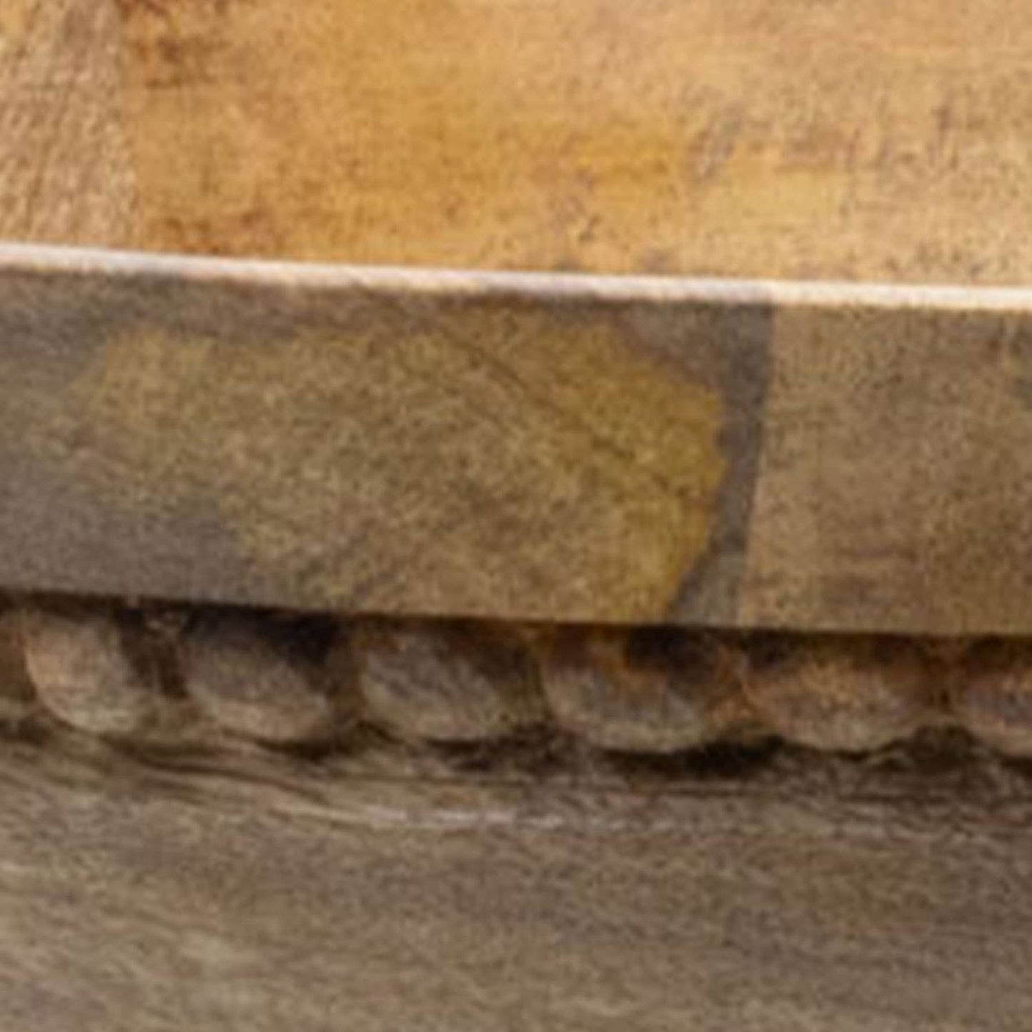 Natural Carved Bead Wood Serving Bowl