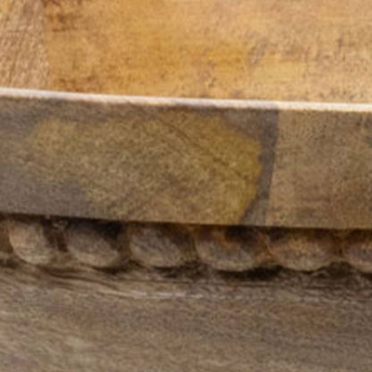 Natural Carved Bead Wood Serving Bowl