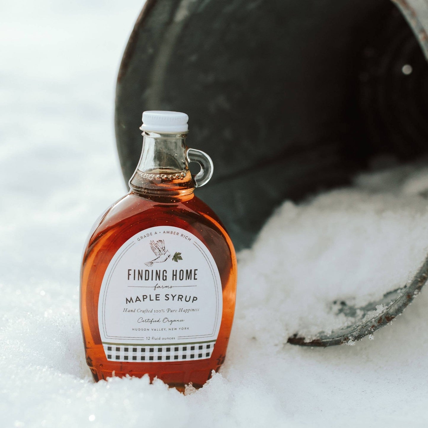 100% Pure Organic Maple Syrup - 12 oz Decorative Glass