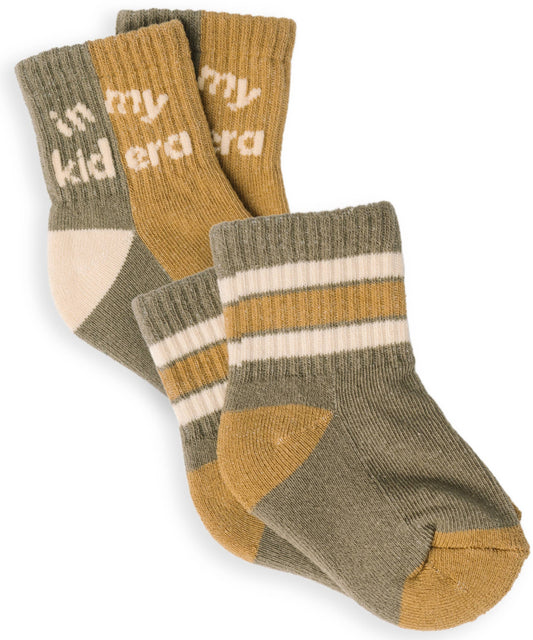 Baby/Toddler Half-Crew Socks 2-Pack, Kid Era & Retro Stripe: 4-5T
