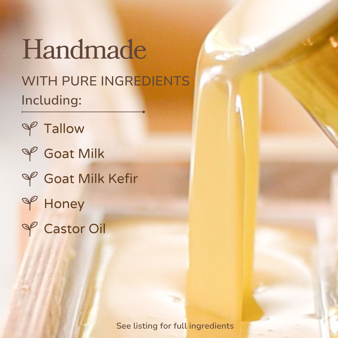 Pure Tallow + Honey Fragrance Free Tallow and Goat Milk Handmade Soap Bar