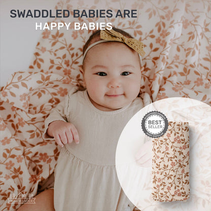 Muslin Swaddle Baby Blanket – Magnolia Tree: Peach