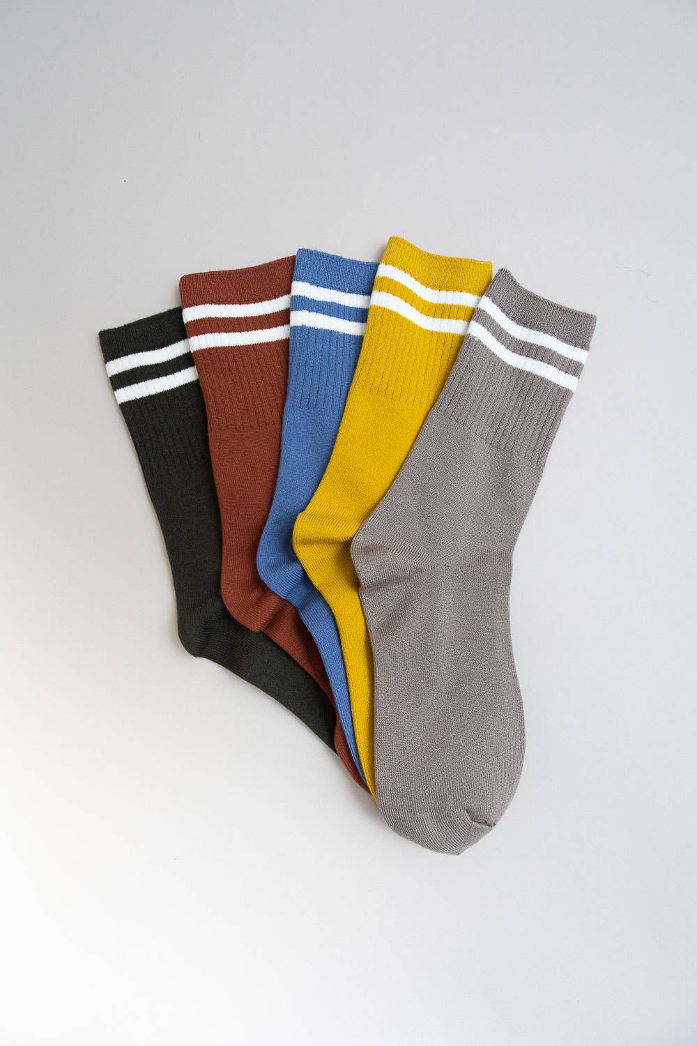 Retro Stripe Wool Blend Socks: Forest Green