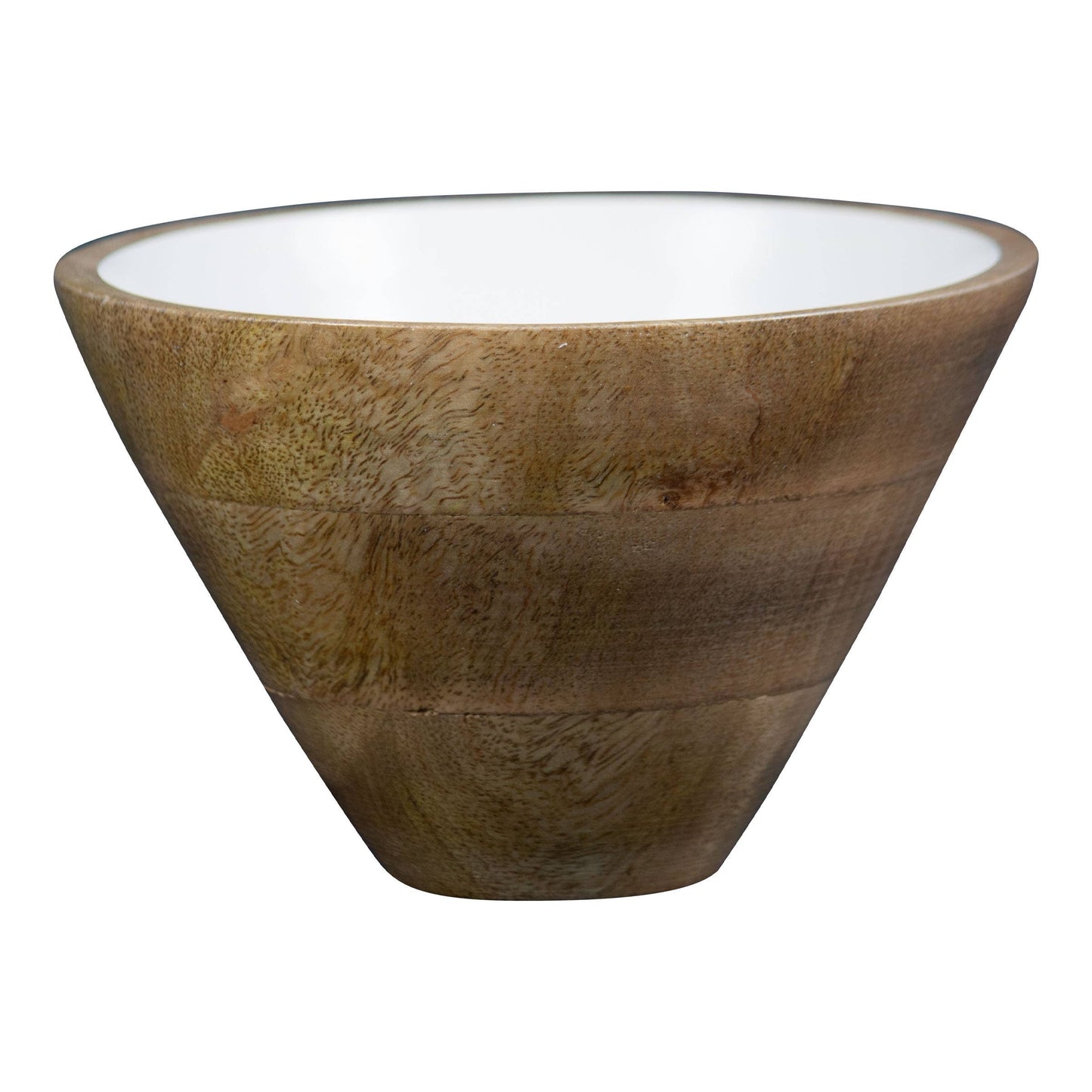 Mabel White Enamel Interior Natural Wood Serving Dip Bowl
