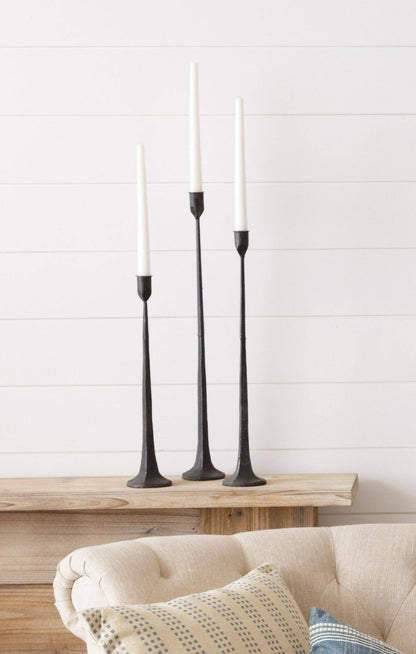 Hand Forged Metal Candle Holders (Set Of 03)