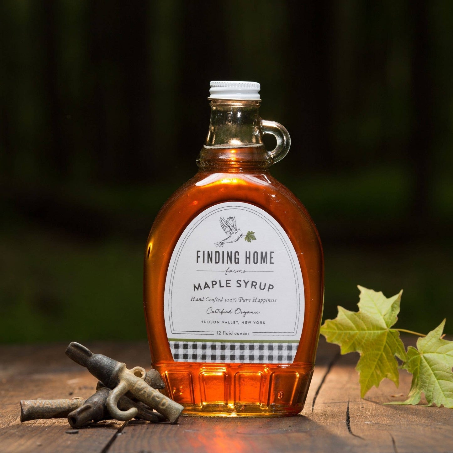100% Pure Organic Maple Syrup - 12 oz Decorative Glass