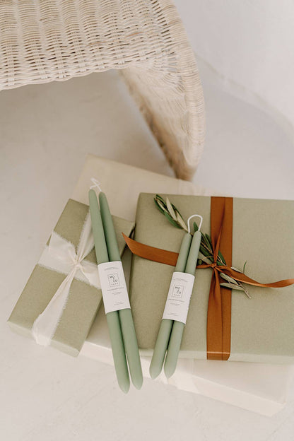 Eucalyptus | Dipped Beeswax Taper Candles | All Natural: 10 Inches