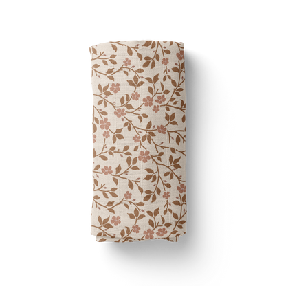 Muslin Swaddle Baby Blanket – Magnolia Tree: Peach