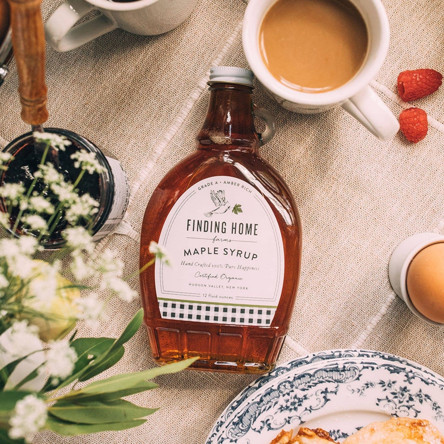 100% Pure Organic Maple Syrup - 12 oz Decorative Glass