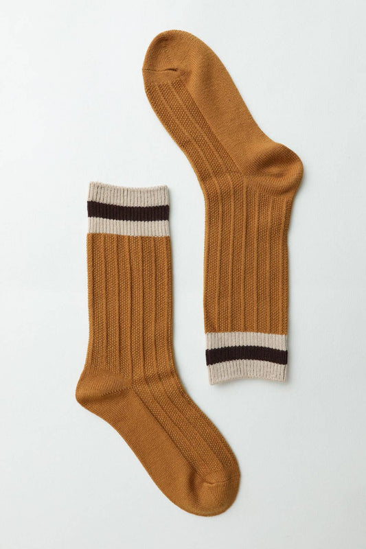 Cozy Retro Color Block Wool Crew Socks - Vintage Style 🧦: Mustard