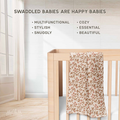 Muslin Swaddle Baby Blanket – Magnolia Tree: Peach