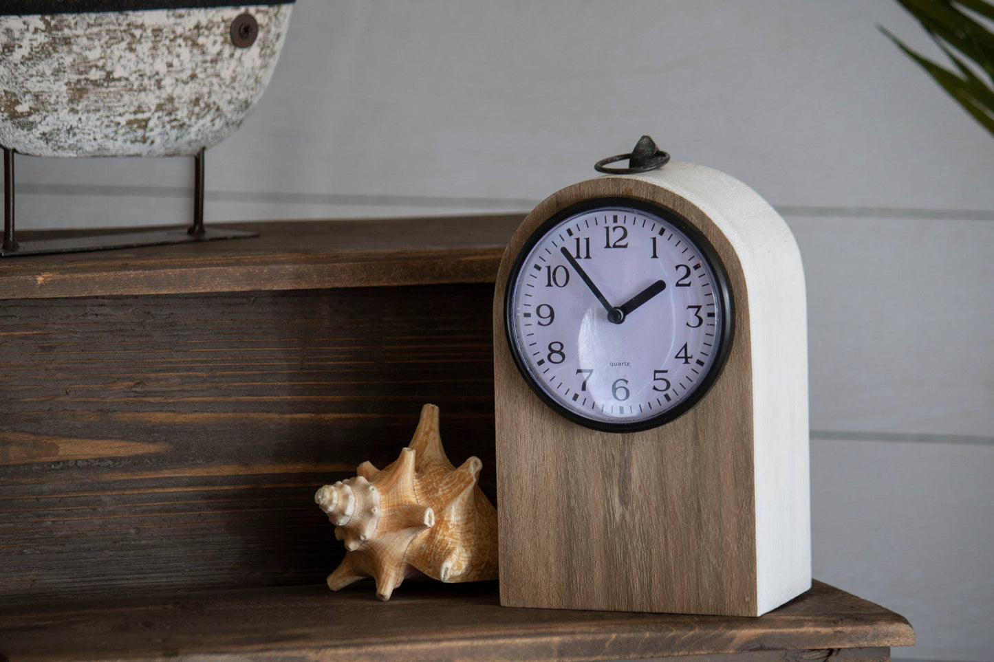 Maxwell Rustic Wood Battery Operated Tabletop Clock
