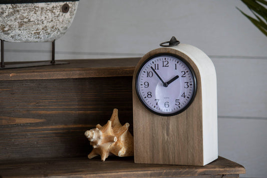 Maxwell Rustic Wood Battery Operated Tabletop Clock