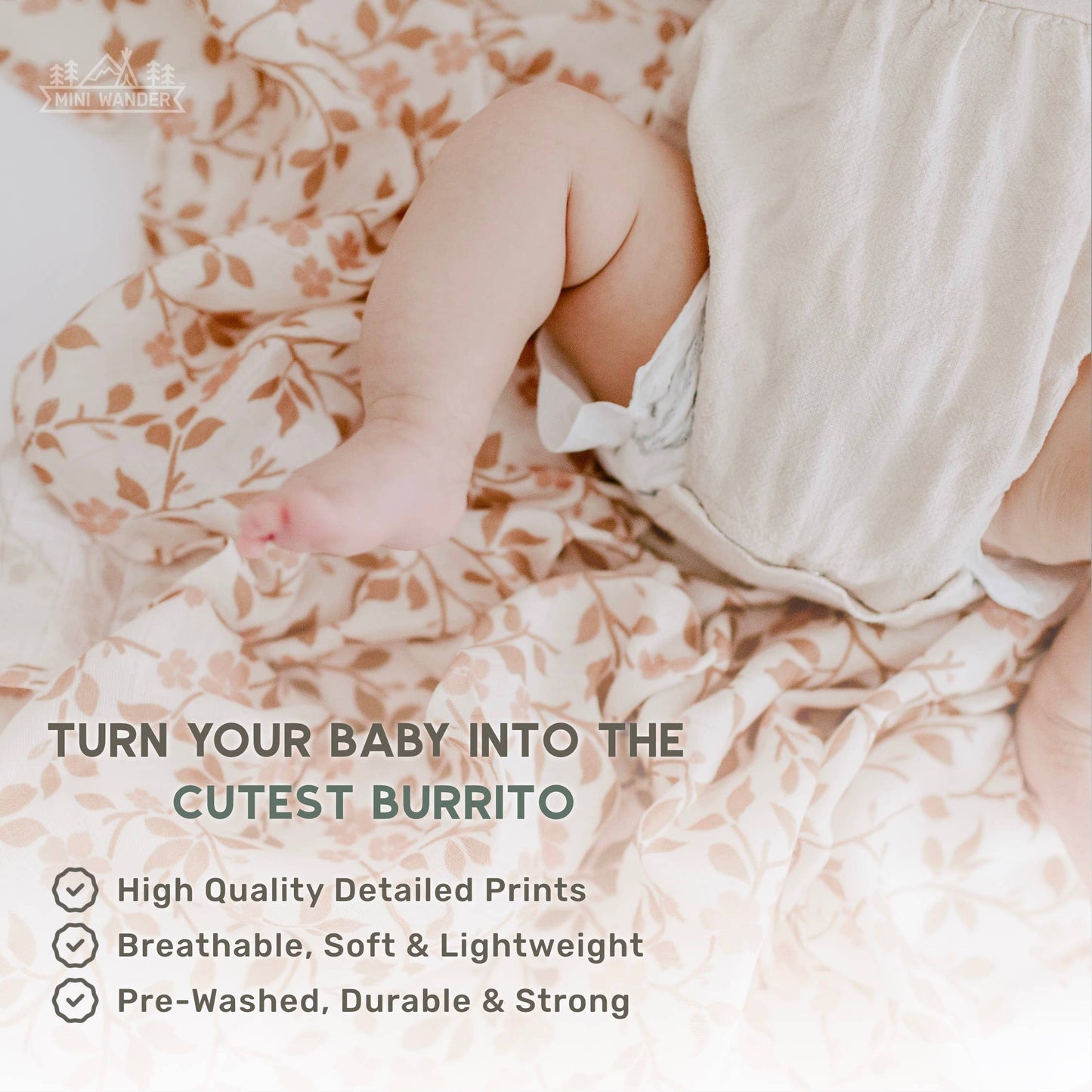 Muslin Swaddle Baby Blanket – Magnolia Tree: Peach