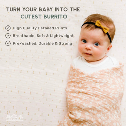 Muslin Swaddle Baby Blanket – Magnolia Tree: Peach