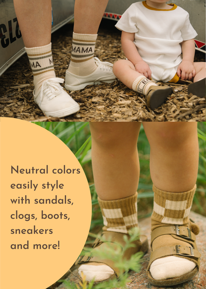 Baby/Toddler Half-Crew Socks 2-Pack, Checkered & Babe Stripe: 4-5T