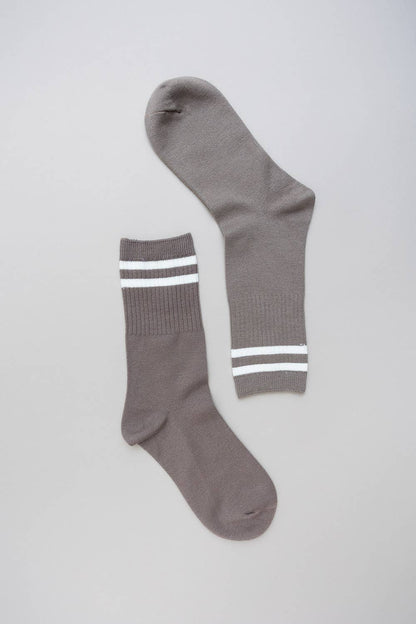 Retro Stripe Wool Blend Socks: Forest Green
