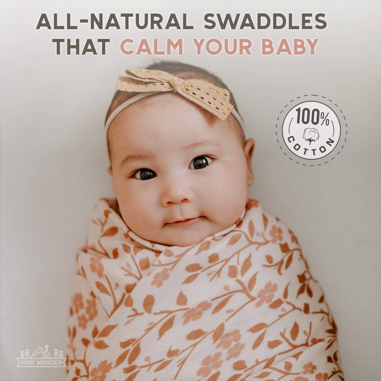 Muslin Swaddle Baby Blanket – Magnolia Tree: Peach
