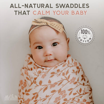 Muslin Swaddle Baby Blanket – Magnolia Tree: Peach