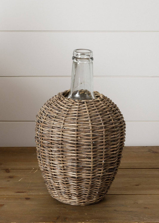 Willow Demijohn With Glass Bottle