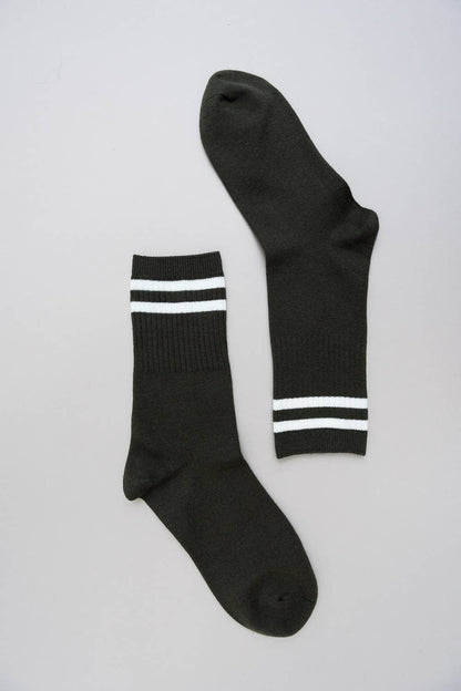 Retro Stripe Wool Blend Socks: Gray