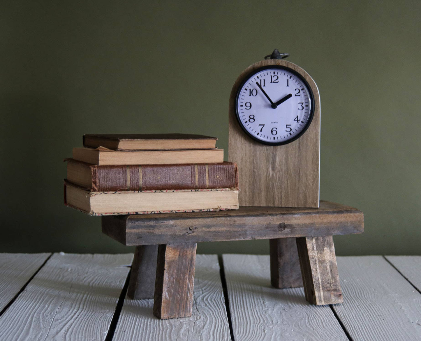 Maxwell Rustic Wood Battery Operated Tabletop Clock