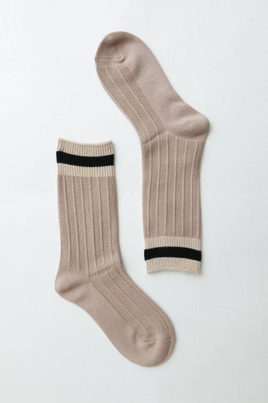 Cozy Retro Color Block Wool Crew Socks - Vintage Style 🧦: Tan