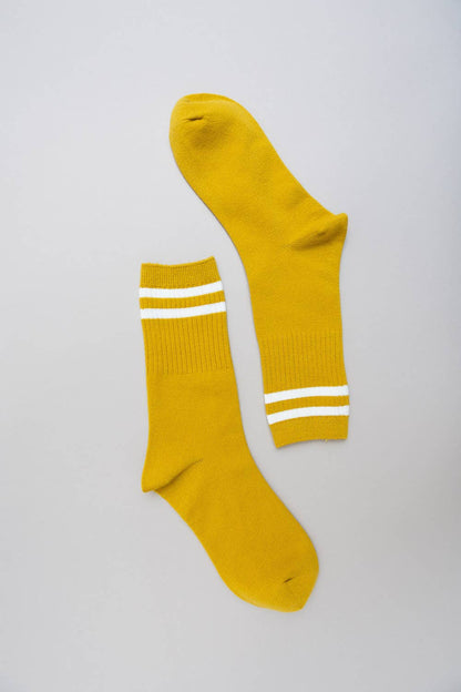 Retro Stripe Wool Blend Socks: Gray