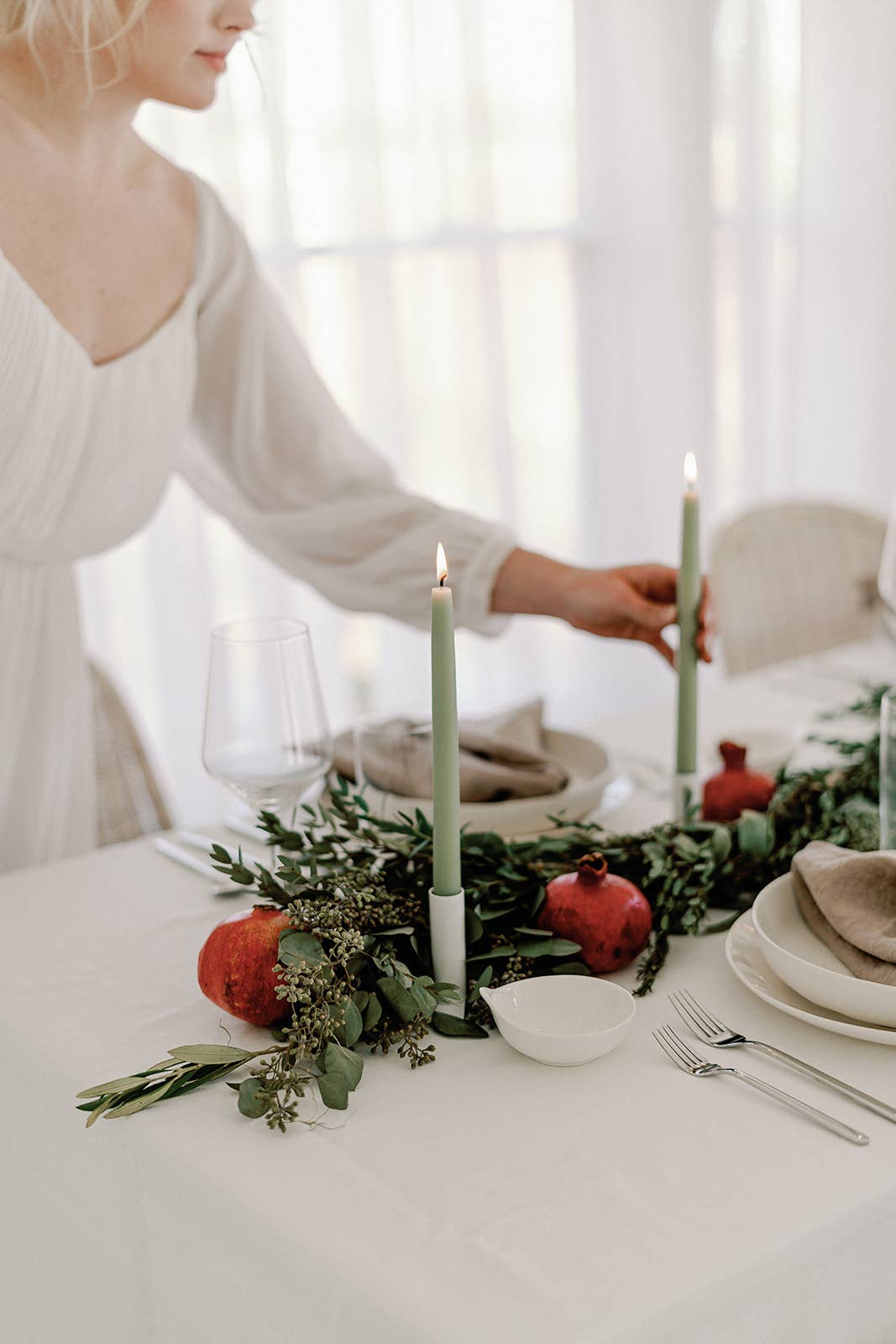 Eucalyptus | Dipped Beeswax Taper Candles | All Natural: 10 Inches