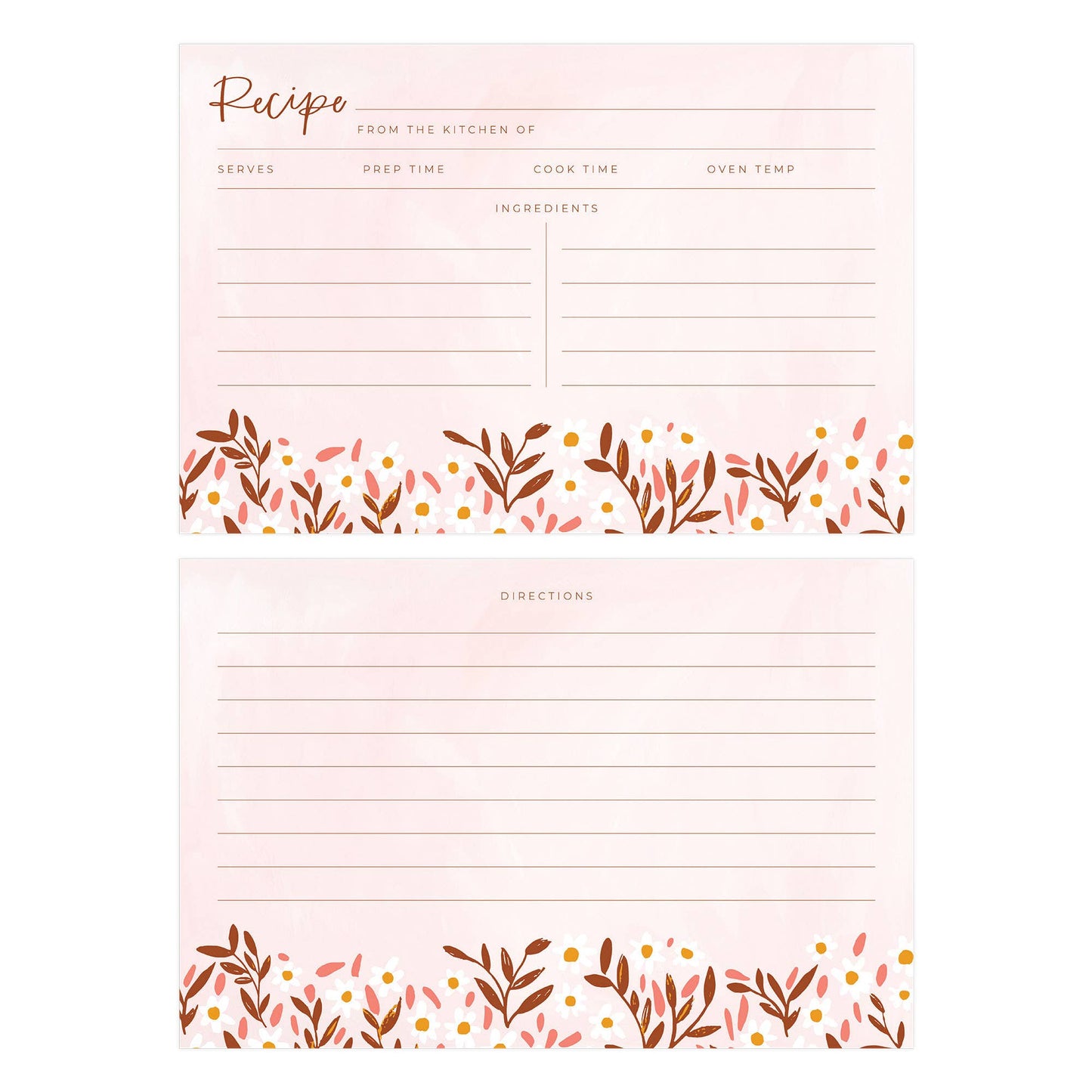 Pink Daisy Recipe Cards