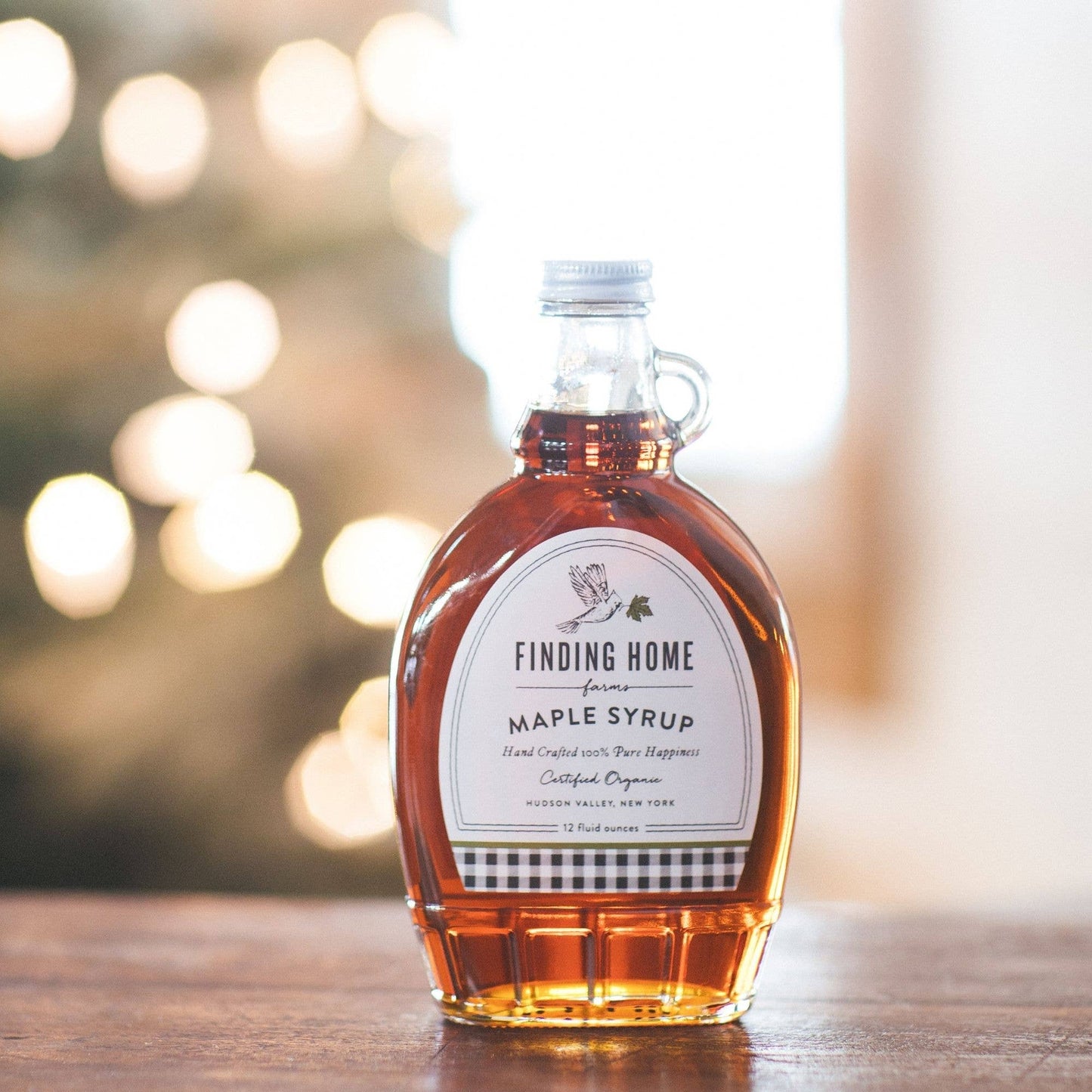 100% Pure Organic Maple Syrup - 12 oz Decorative Glass