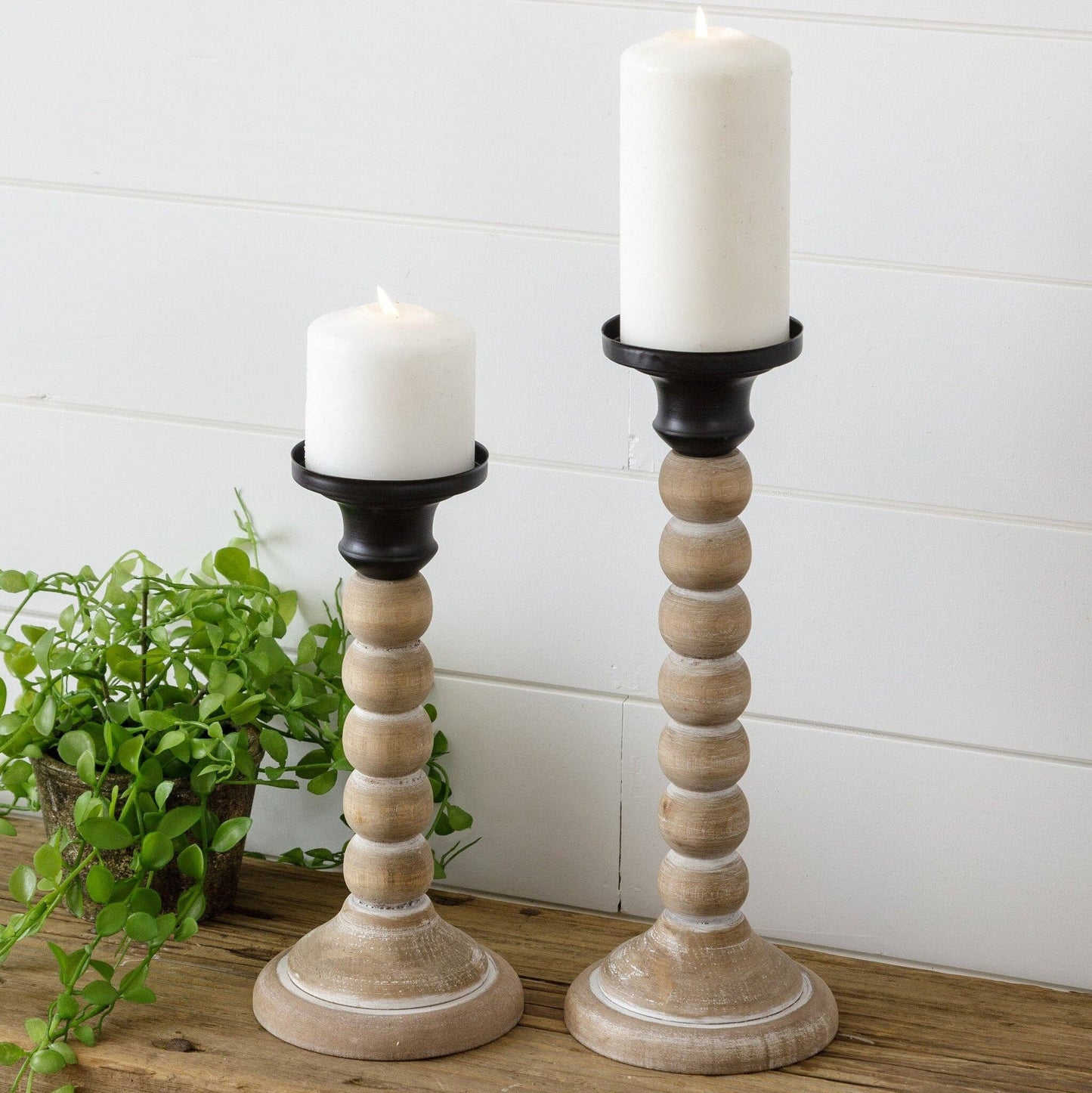 Large Beaded Candlesticks (Set Of 02)