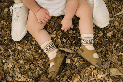 Baby/Toddler Half-Crew Socks 2-Pack, Checkered & Babe Stripe: 4-5T