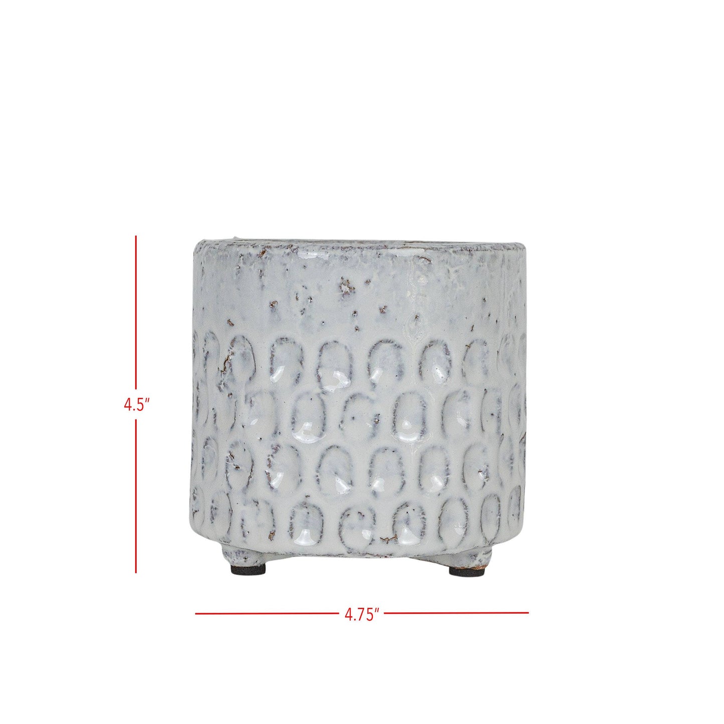 Jaylon Debossed White Garden Planter Pot Glazed Terracotta