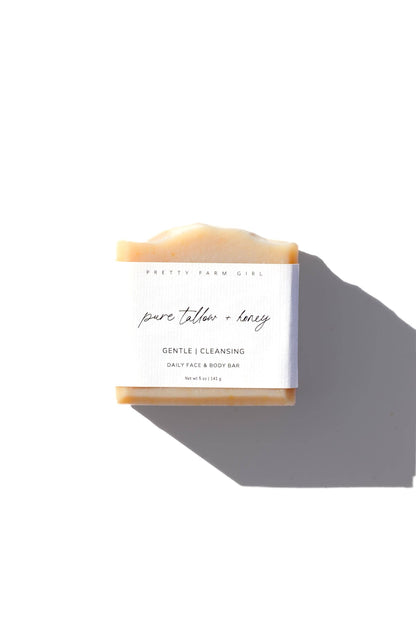 Pure Tallow + Honey Fragrance Free Tallow and Goat Milk Handmade Soap Bar