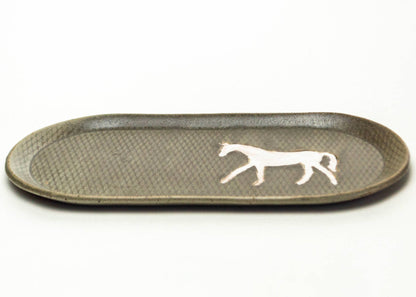 White Horse Design Handmade, in Ohio, Ceramic Gray Platter