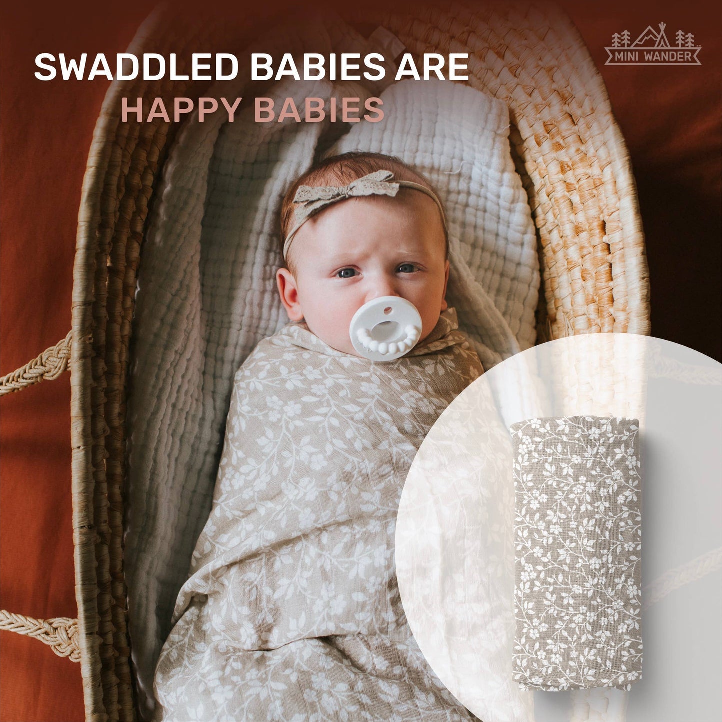 Muslin Swaddle Baby Blanket – Magnolia Tree: Peach