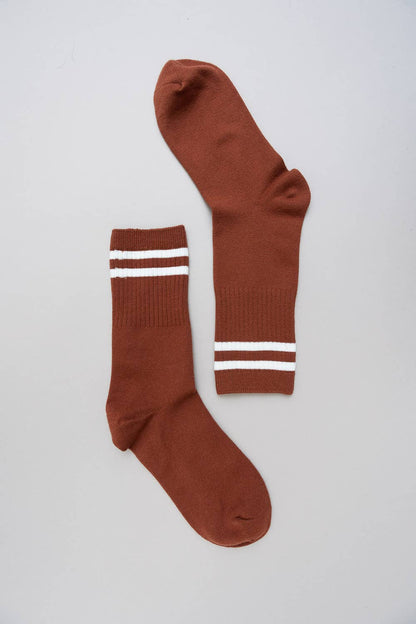 Retro Stripe Wool Blend Socks: Gray