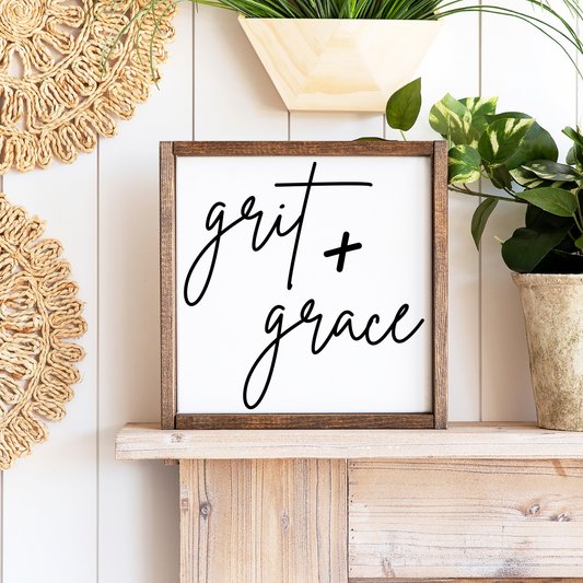 Grit & Grace Wood Sign: 6x6