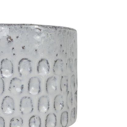 Jaylon Debossed White Garden Planter Pot Glazed Terracotta
