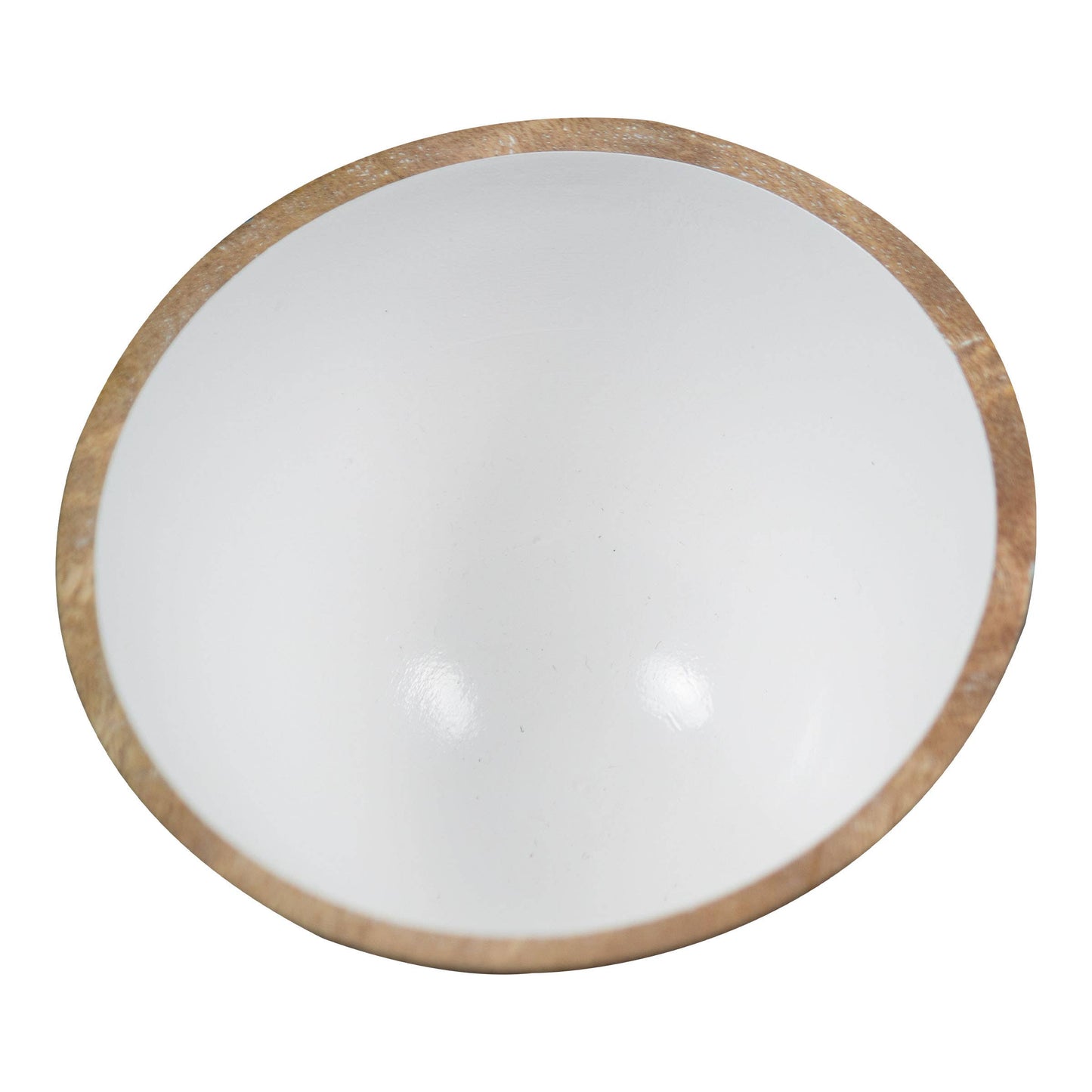 Mabel White Enamel Interior Natural Wood Serving Dip Bowl